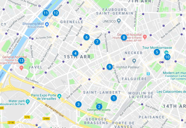 Romantic Places Paris 75015 Map